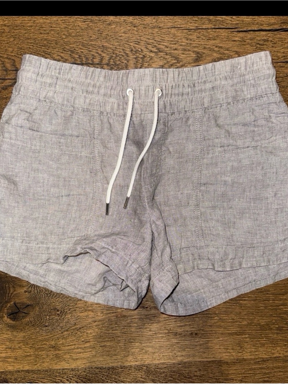 Athleta Light Gray Linen Drawstring Shorts